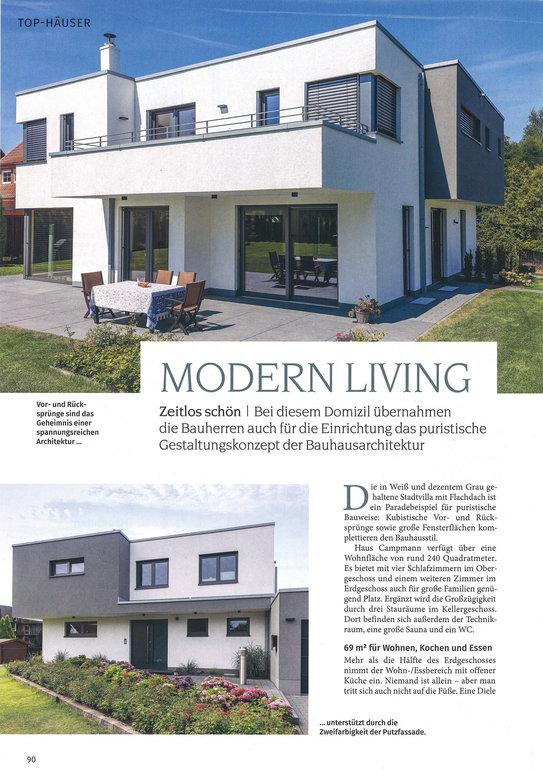 Scan eines Artikels der Zeitschrift mein schönes Zuhause, September/Oktober 2022 – Haus Campmann